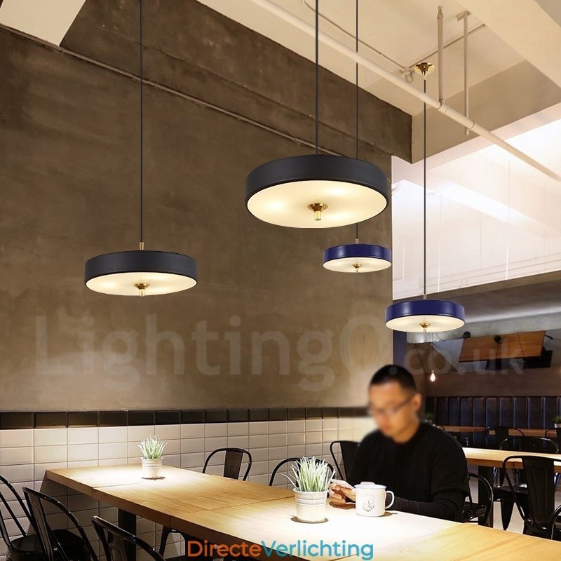 1-lichts moderne, eigentijdse luxe hanglamp met glazen kap