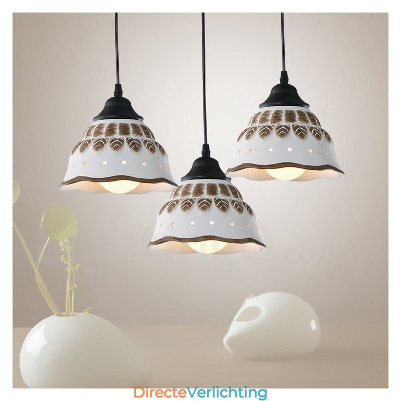 1-lichts moderne, eigentijdse hanglamp met keramische kap