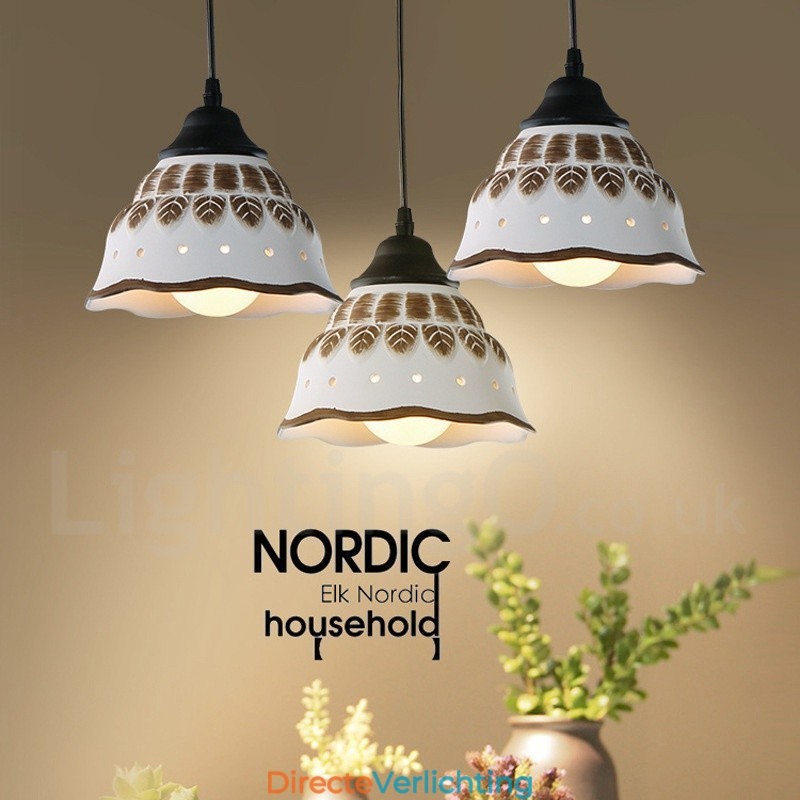1-lichts moderne, eigentijdse hanglamp met keramische kap