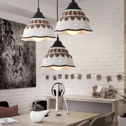 1-lichts moderne, eigentijdse hanglamp met keramische kap