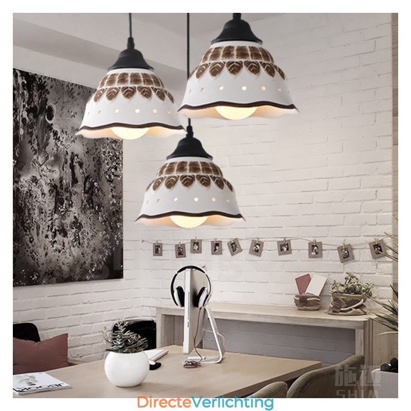 1-lichts moderne, eigentijdse hanglamp met keramische kap