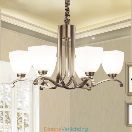 6-lichts moderne eigentijdse kroonluchter met glazen kap 6-lichts moderne eigentijdse kroonluchter met glazen kap
