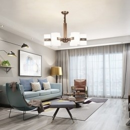 6-lichts moderne eigentijdse kroonluchter met glazen kap
