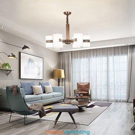 6-lichts moderne eigentijdse kroonluchter met glazen kap 6-lichts moderne eigentijdse kroonluchter met glazen kap