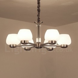 6-lichts moderne eigentijdse kroonluchter met glazen kap