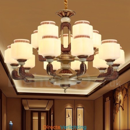15 Licht Retro Traditionele Zinklegering Luxe Lobby Kroonluchter met Glazen Kap 15 Licht Retro Traditionele Zinklegering Luxe Lobby Kroonluchter met Glazen Kap
