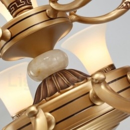 8-lichts retro traditionele luxe lobby kroonluchter van zinklegering met glazen kap