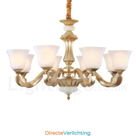 8-lichts retro traditionele rustieke kroonluchter met glazen kap 8-lichts retro traditionele rustieke kroonluchter met glazen kap