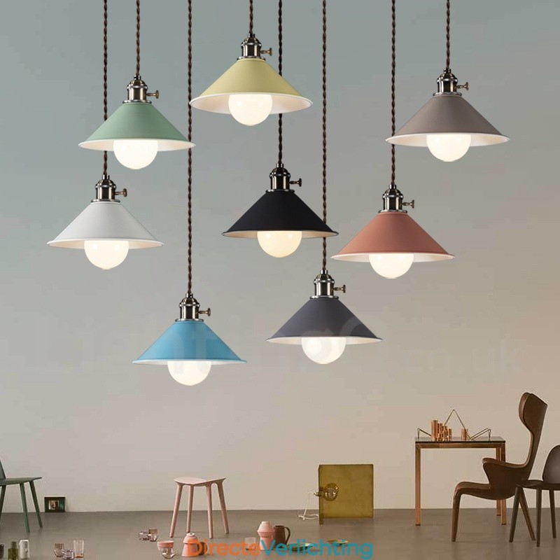 1-lichts moderne, eigentijdse stalen hanglamp met stalen kap