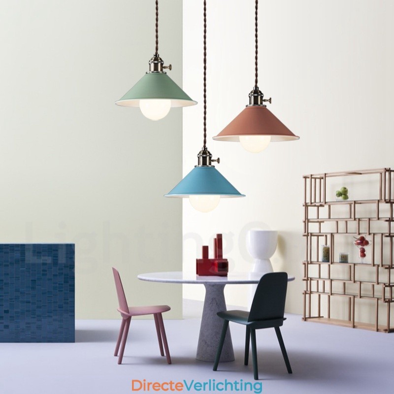 1-lichts moderne, eigentijdse stalen hanglamp met stalen kap