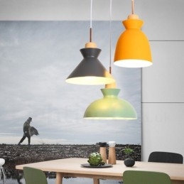 1-lichts moderne, eigentijdse stalen hanglamp met aluminiumlegering kap