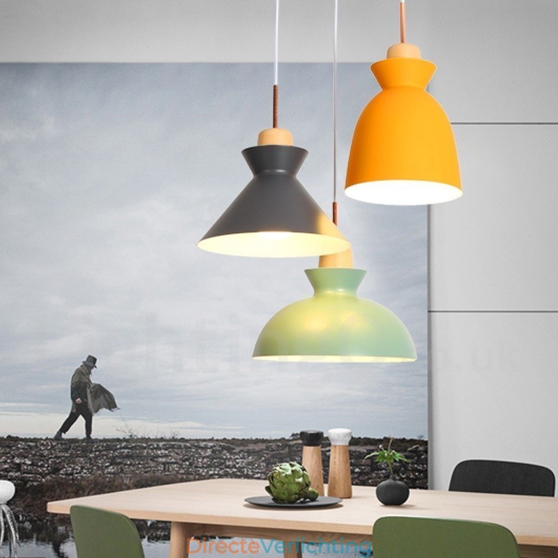 1-lichts moderne, eigentijdse stalen hanglamp met aluminiumlegering kap