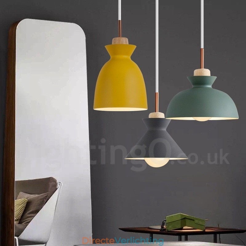 1-lichts moderne, eigentijdse stalen hanglamp met aluminiumlegering kap