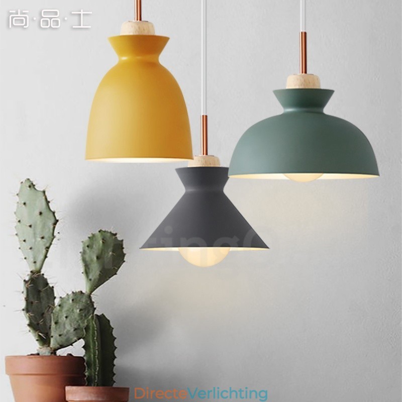 1-lichts moderne, eigentijdse stalen hanglamp met aluminiumlegering kap