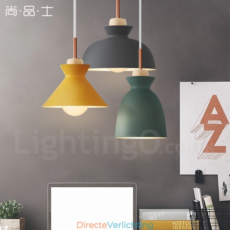 1-lichts moderne, eigentijdse stalen hanglamp met aluminiumlegering kap