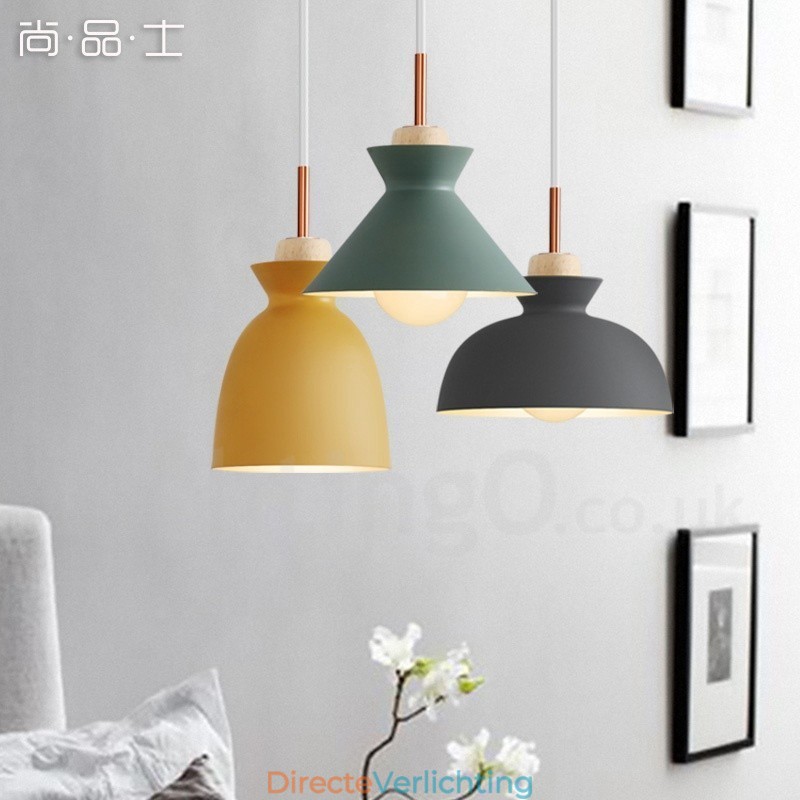 1-lichts moderne, eigentijdse stalen hanglamp met aluminiumlegering kap