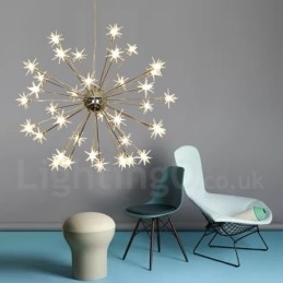 32 Lichts Moderne Hedendaagse Stalen Hanglamp met Glazen Kap