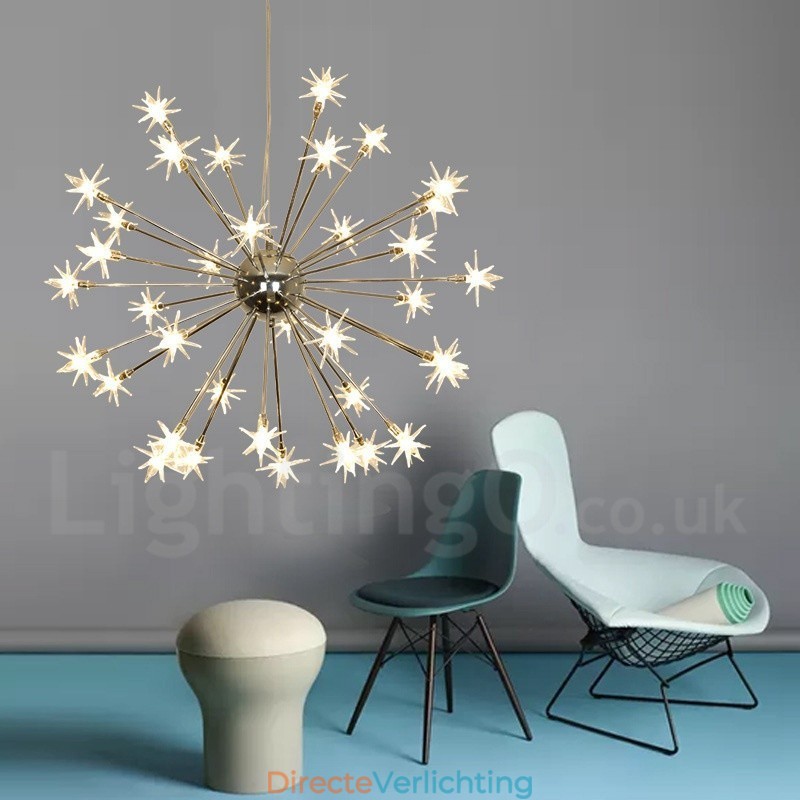 32 Lichts Moderne Hedendaagse Stalen Hanglamp met Glazen Kap