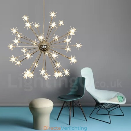 32 Lichts Moderne Hedendaagse Stalen Hanglamp met Glazen Kap 32 Lichts Moderne Hedendaagse Stalen Hanglamp met Glazen Kap