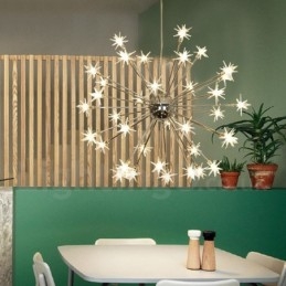 32 Lichts Moderne Hedendaagse Stalen Hanglamp met Glazen Kap