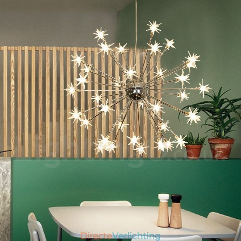 32 Lichts Moderne Hedendaagse Stalen Hanglamp met Glazen Kap