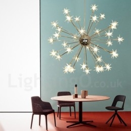 32 Lichts Moderne Hedendaagse Stalen Hanglamp met Glazen Kap