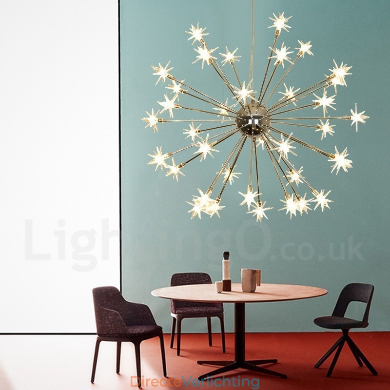 32 Lichts Moderne Hedendaagse Stalen Hanglamp met Glazen Kap