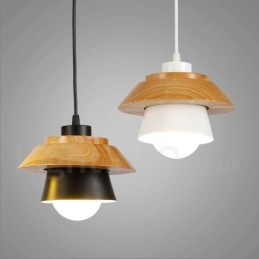 1-lichts moderne, eigentijdse houten hanglamp met aluminiumlegering kap