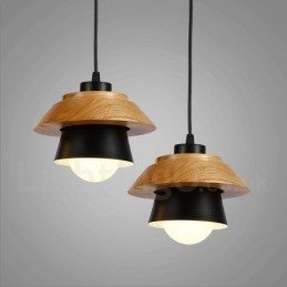 1-lichts moderne, eigentijdse houten hanglamp met aluminiumlegering kap