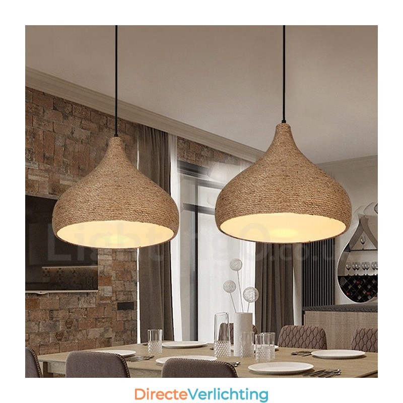 1-lichts retro rustieke henneptouw hanglamp met henneptouw kap