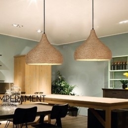 1-lichts retro rustieke henneptouw hanglamp met henneptouw kap
