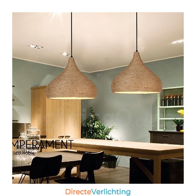 1-lichts retro rustieke henneptouw hanglamp met henneptouw kap