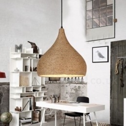 1-lichts retro rustieke henneptouw hanglamp met henneptouw kap