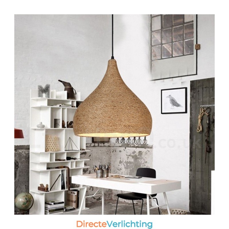 1-lichts retro rustieke henneptouw hanglamp met henneptouw kap
