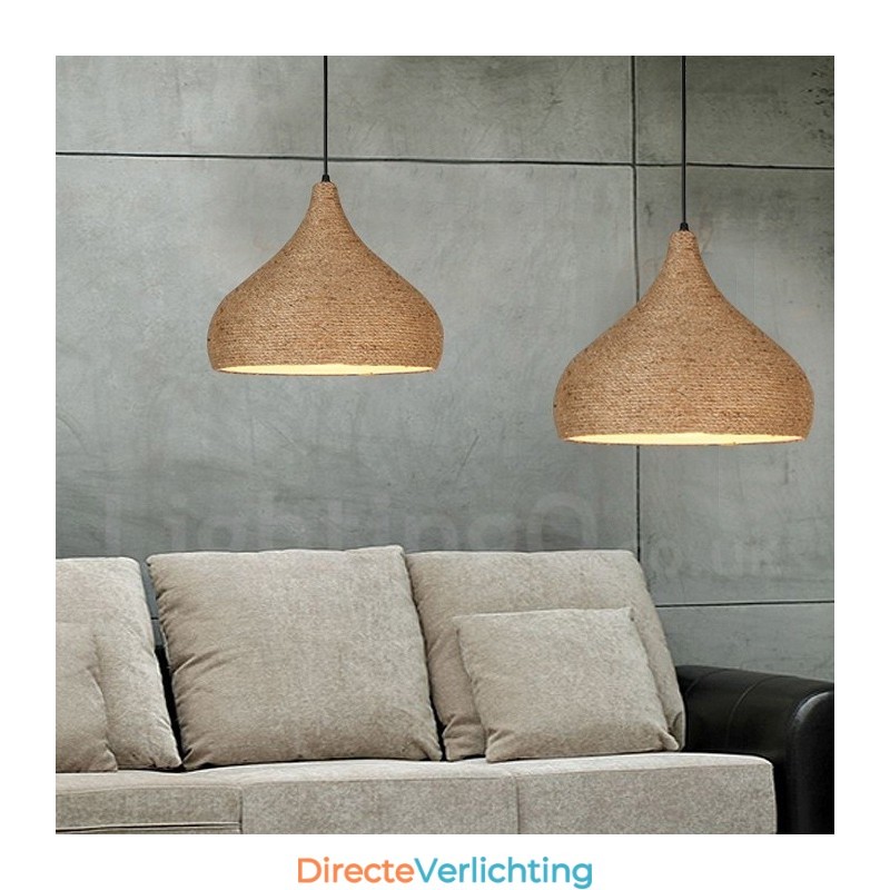 1-lichts retro rustieke henneptouw hanglamp met henneptouw kap