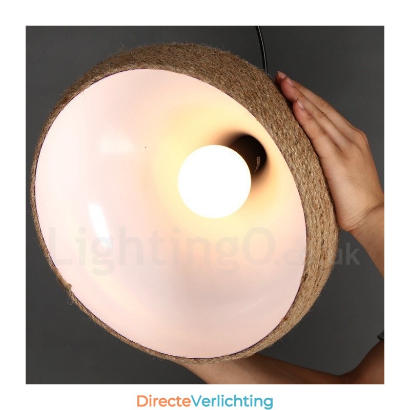 1-lichts retro rustieke henneptouw hanglamp met henneptouw kap