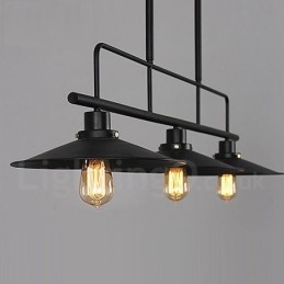 3-lichts retro rustieke stalen hanglamp met stalen kap