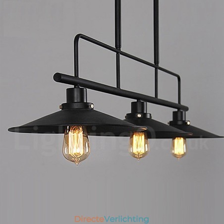 3-lichts retro rustieke stalen hanglamp met stalen kap 3-lichts retro rustieke stalen hanglamp met stalen kap