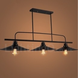 3-lichts retro rustieke stalen hanglamp met stalen kap