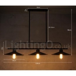 3-lichts retro rustieke stalen hanglamp met stalen kap