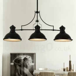 3-lichts retro rustieke stalen hanglamp met stalen kap