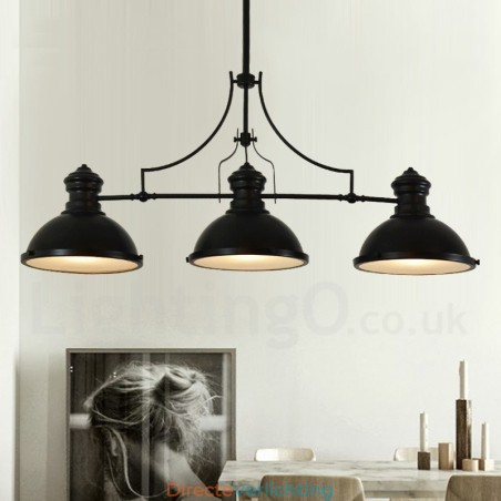 3-lichts retro rustieke stalen hanglamp met stalen kap 3-lichts retro rustieke stalen hanglamp met stalen kap