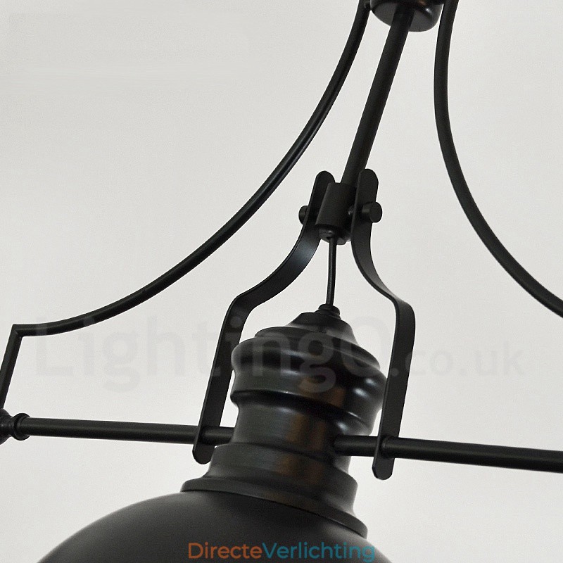 3-lichts retro rustieke stalen hanglamp met stalen kap