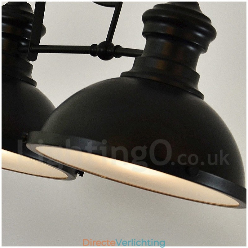 3-lichts retro rustieke stalen hanglamp met stalen kap