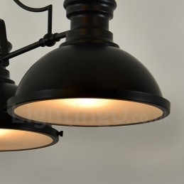 3-lichts retro rustieke stalen hanglamp met stalen kap