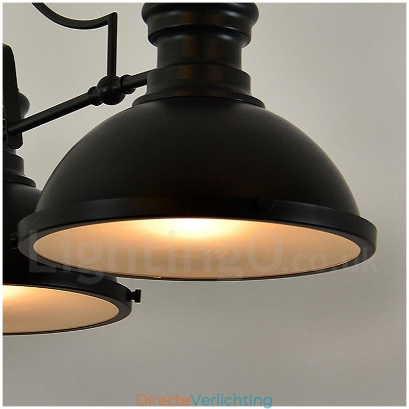 3-lichts retro rustieke stalen hanglamp met stalen kap