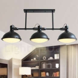 3-lichts retro rustieke stalen hanglamp met glazen kap