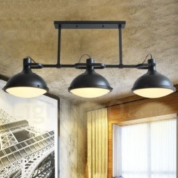 3-lichts retro rustieke stalen hanglamp met glazen kap