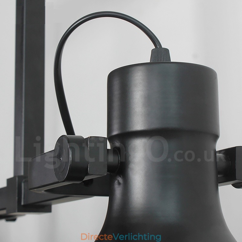 3-lichts retro rustieke stalen hanglamp met glazen kap