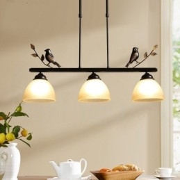 3-lichts retro rustieke stalen hanglamp met glazen kap